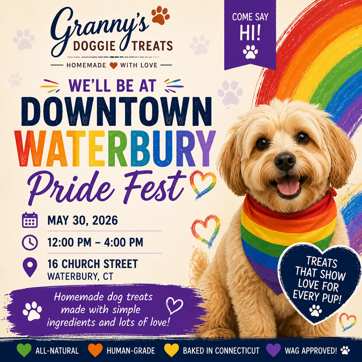Celebrate community and pride with us at this outdoor market in Wilton! Shop local, support small businesses, and treat your pup to something special.